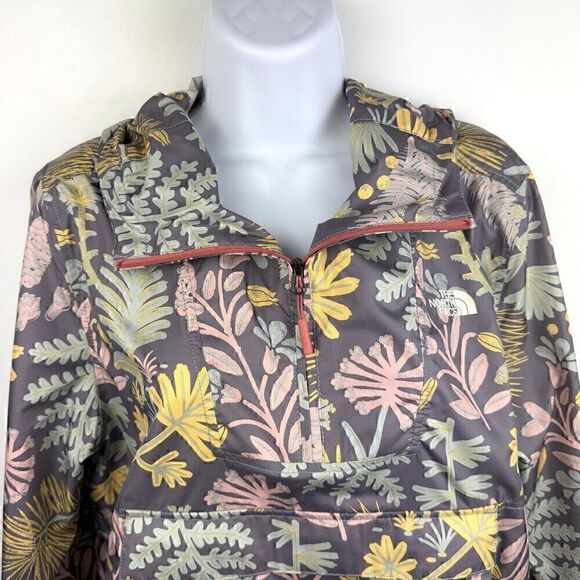 North Face Packable Hooded Rain/Wind Resistant Floral 1/4 Zip Jacket, Sz. M - Picture 4 of 16